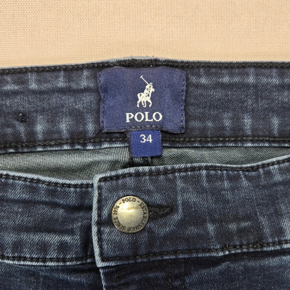 Polo Jeans Simon Slim Straight Dark Wash Denim Pants Blue Mens Size 34 Stretch - Picture 6 of 12